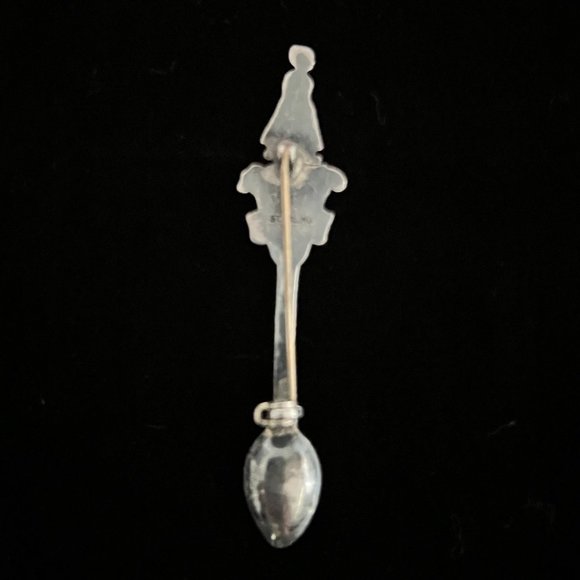 Vintage Sterling Silver Dutch Girl spoon Brooch - Picture 2 of 5